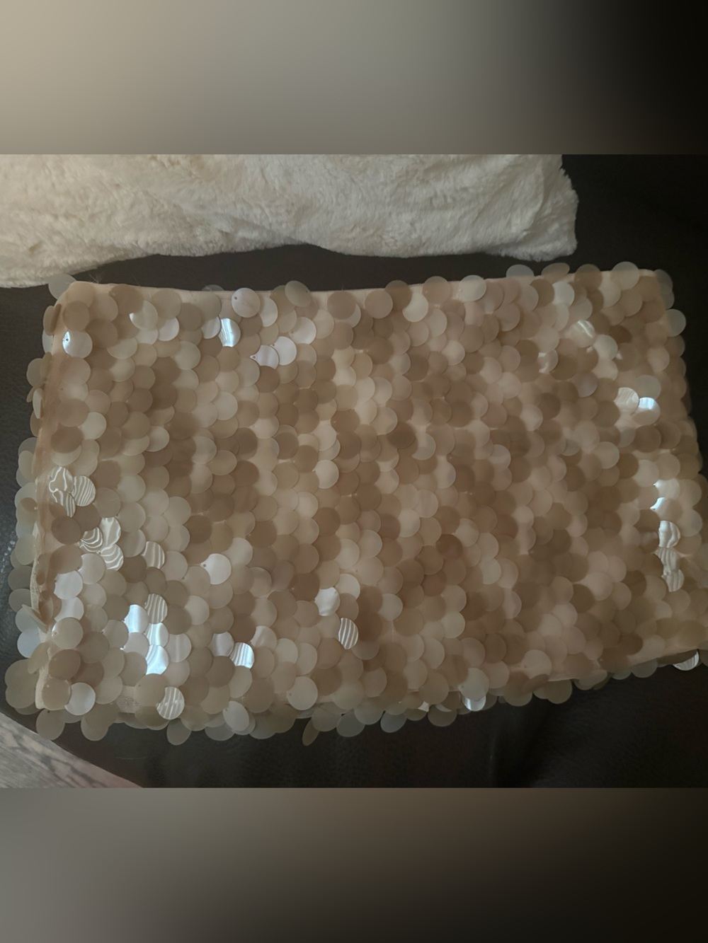 Edikted Beige Sequin Mini Skirt